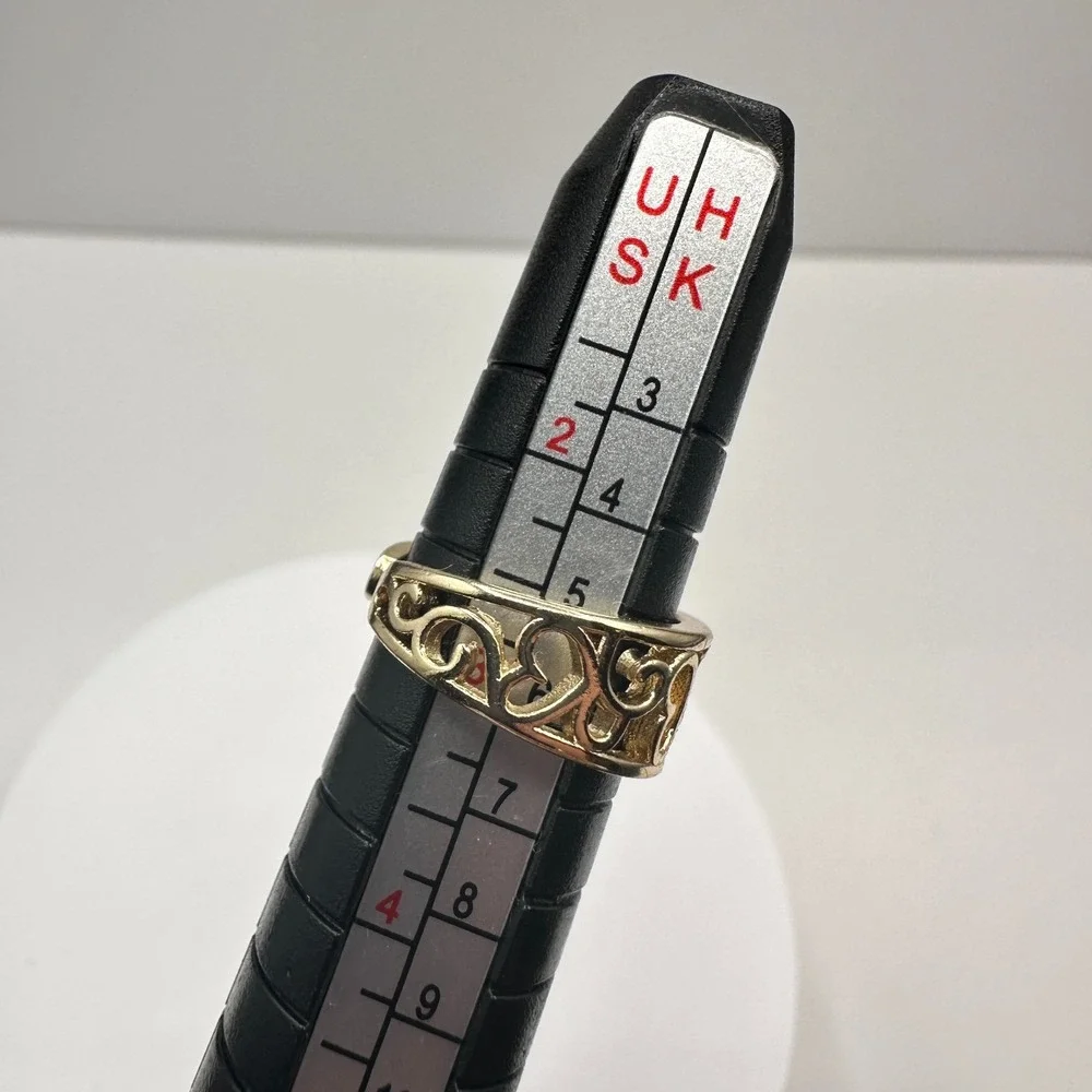 Vintage 90s Gold Tone Filigree Band‎ Ring Retro Women's Classic Fashion Jewelry